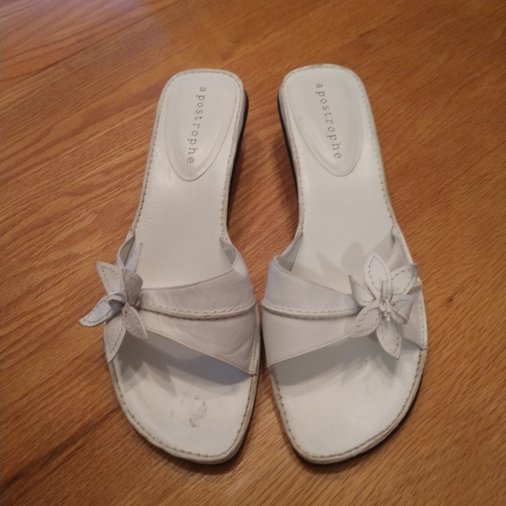 White slip on sandals